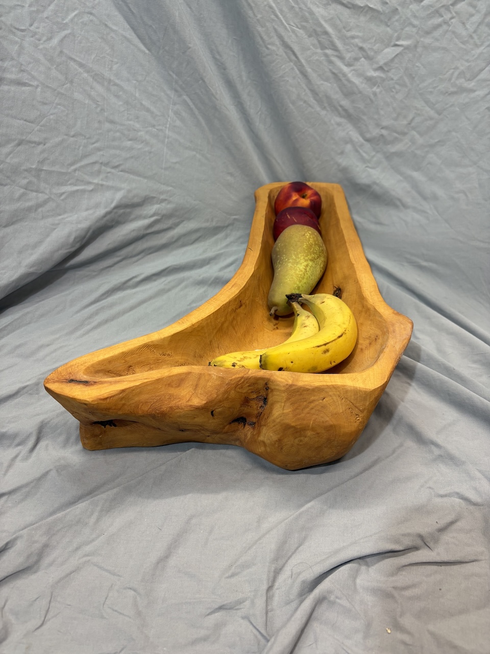 Große gebogene Holzschale, 52 cm