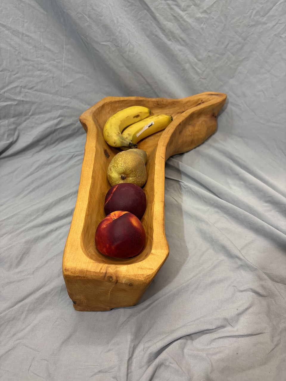 Große gebogene Holzschale, 52 cm