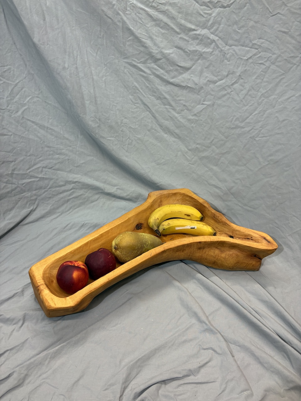 Große gebogene Holzschale, 52 cm