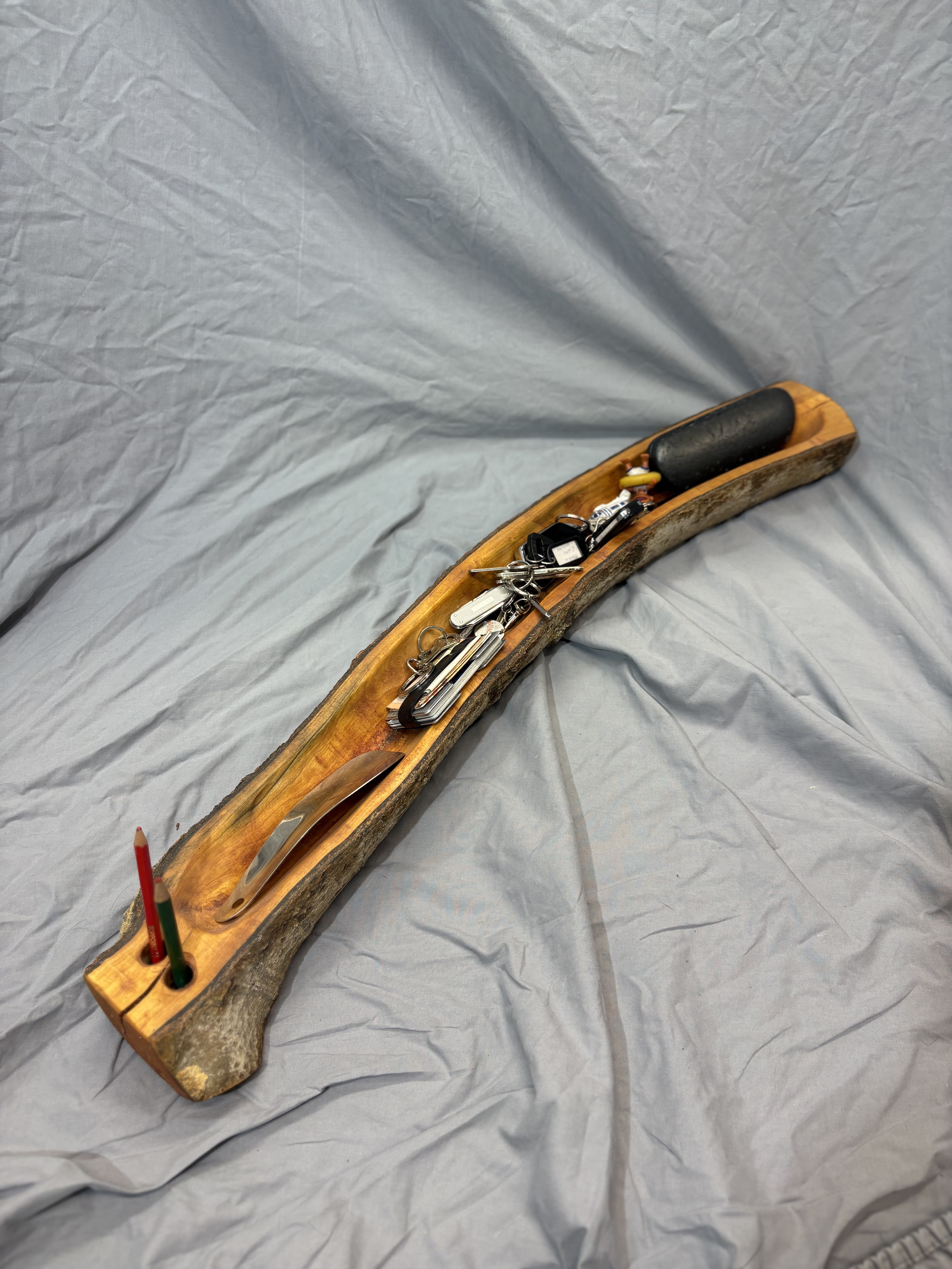Gebogene Langschale aus Birke, 76 cm