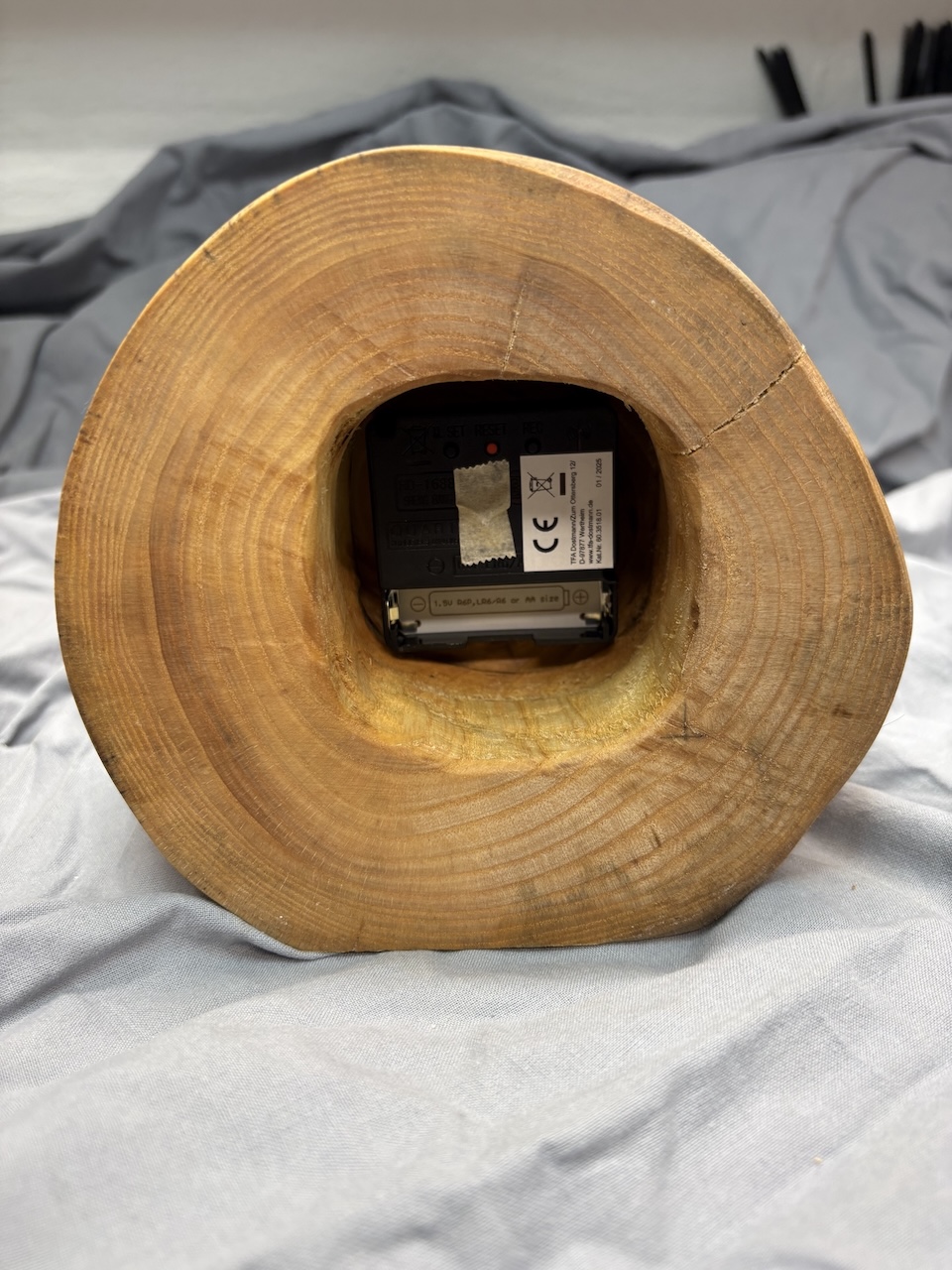 Holzuhr rund, Funkwerk, 15 cm
